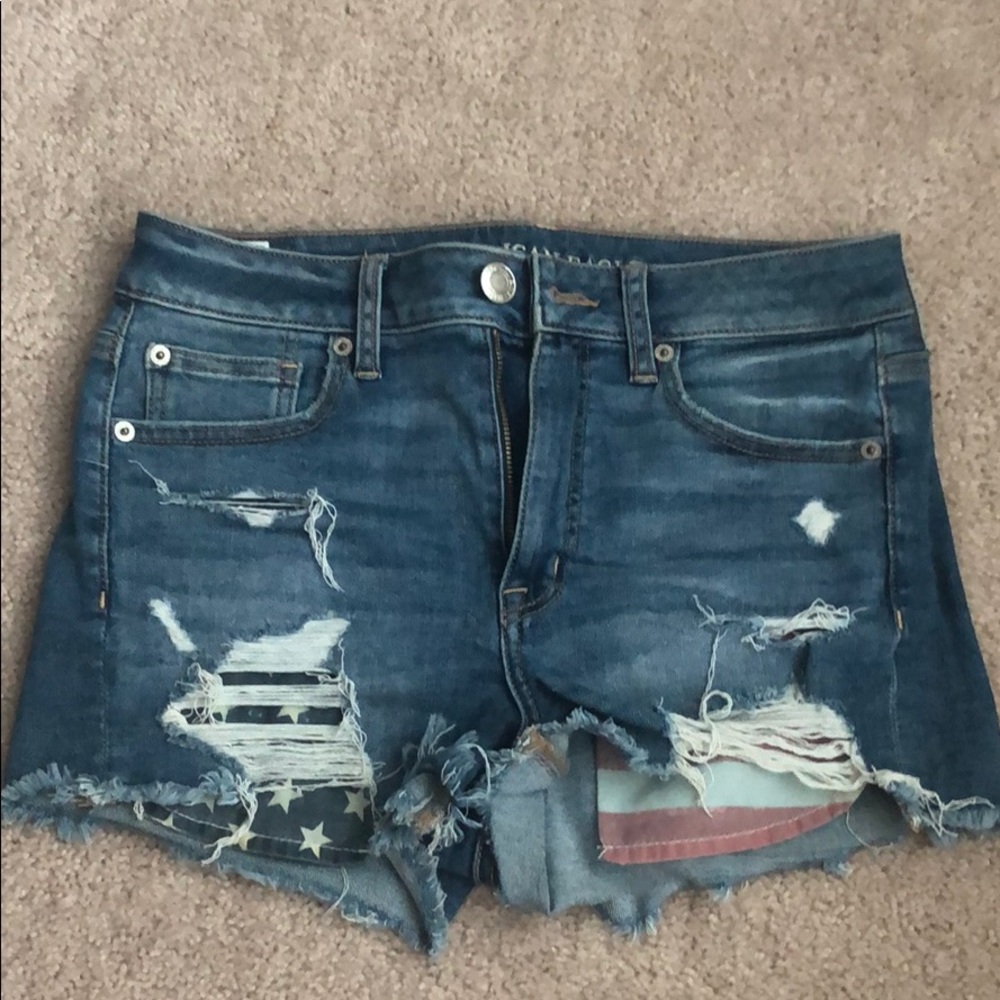 High rise American flag jean shorts